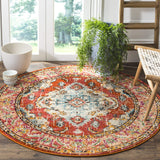 SAFAVIEH Monaco Round Rug 5, Orange & Light Blue MNC243H