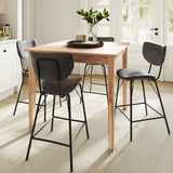 Jofran Owen Contemporary Modern Faux Leather Split-Back Upholstered Counter Height Barstool Set Of 2, 18 W X 22 D X 38 H,