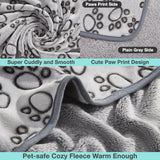 Stuffed Premium Soft Dog Blanket, with Flannel Grey Cute Paw Print, 24 * 32 inches, Cat Blanket Puppy Pads Supplies Dog Products
