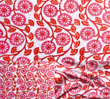 Indian Hand Block Print 60/60 Pink 100% Cotton Fabric by The Yard, Lightweight Floral Quilting & Sewing Fabric for Dressmaking,