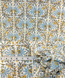 Indian Hand Block Print 60/60 Gray 100% Cotton Fabric by The Yard, Lightweight Floral Quilting & Sewing Fabric for Dressmaking,
