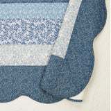 Modern Heirloom Blue Floral Embroidered Quilted Bedspread - Lightweight Breathable All Seasons Bedding, King Size