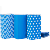 Hallmark Blue Party Favor and Wrapped Treat Bags, Assorted Designs (30 Ct., 10 Each of Chevron, White Dots, Solid) for Birthdays