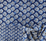 Indian Hand Block Print 60/60 Indigo Blue 100% Cotton Fabric by The Yard, Lightweight Floral Quilting & Sewing Fabric for Dressm