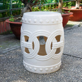International Caravan Infiniti Feng-Shui Ceramic Garden Stool Antique White