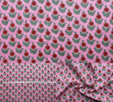 Indian Hand Block Print 60/60 Burgundy 100% Cotton Fabric by The Yard, Lightweight Floral Quilting & Sewing Fabric for Dressmaki