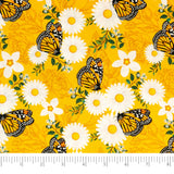 Singer Print Fabric, 100% Cotton, Orange and Green Butterfly, Cut by The Yard