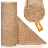 12 x 10 yd Burlap Table Runners, Jute Burlap Runner for Table, Fabric Roll with Finished Edges, Ideal for Weddings, Placemats, C