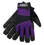 West County 012I/XS Women's Gloves - X-Small, Iris, Work Gloves with Four-Way Spandex Backing, Adjustable Cuff,Purple