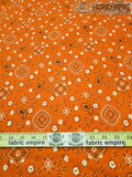 Polycotton Printed Paisley Pattern Fabric / 60 Wide/Sold by The Yard (Orange)