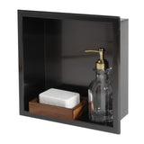 ALFI brand ABNP1212-BB 12 x 12 Brushed Black PVD Stainless Steel Square Single Shelf Shower Niche