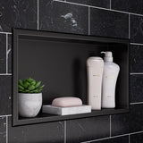 ALFI brand ABNP2412-BB 24 x 12 Brushed Black PVD Stainless Steel Horizontal Single Shelf Shower Niche