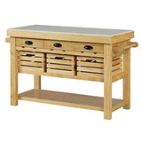 Ac00188 - Kitchen Island, Marble Top & Natural Finish - Grovaam