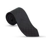 Crimson Elegance Silk Necktie – Black on Black
