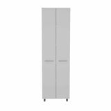 Tuhome Baleare Pantry Cabinet, Five Internal Shelves, Four Legs, Two Handles, White, For Kitchen Room