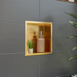ALFI brand ABNP1212-BG 12 x 12 Brushed Gold PVD Stainless Steel Square Single Shelf Shower Niche