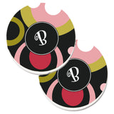 Caroline'S Treasures Letter B Monogram - Retro In Black Set Of 2 Cup Holder Car Coasters Am1001-Bcarc, 2.56, Multicolor