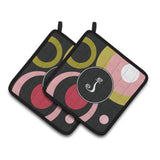 Caroline'S Treasures Letter J Monogram - Retro In Black Pair Of Pot Holders Am1001-Jpthd, 7.5Hx7.5W, Multicolor