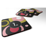 Caroline'S Treasures Am1001-Lfc Monogram-Retro In Black Foam Coasters (Set Of 4), 3.5 H X 3.5 W, Multicolor