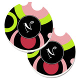 Caroline'S Treasures Letter N Monogram - Retro In Black Set Of 2 Cup Holder Car Coasters Am1002-Ncarc, 2.56, Multicolor