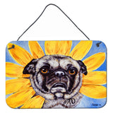 Caroline'S Treasures Sunflower Pug Wall Or Door Hanging Prints Amb1058Ds812, 8H X 12W, Multicolor