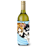 Caroline'S Treasures Snow Angels Siberian Husky Wine Bottle Koozie Hugger, 750Ml, Multicolor