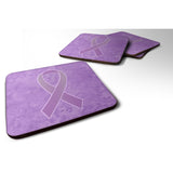 Caroline'S Treasures An1200Fc Lavender Ribbon For All Cancer Awareness Foam Coaster (Set Of 4), 3.5 H X 3.5 W, Multico