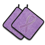 Caroline'S Treasures Lavender Ribbon For All Cancer Awareness Pair Of Pot Holders An1200Pthd, 7.5Hx7.5W, Multicolor
