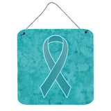 Caroline'S Treasures Teal Ribbon For Ovarian Cancer Awareness Wall Or Door Hanging Prints, 6 X 6