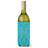 Teal Ribbon For Ovarian Cancer Awareness Wine Bottle Beverage Insulator Hugger An1201Literk