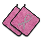 Caroline'S Treasures Pink Ribbon For Breast Cancer Awareness Pair Of Pot Holders An1205Pthd, 7.5Hx7.5W, Multicolor