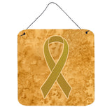 Caroline'S Treasures Gold Ribbon For Childhood Cancers Awareness Wall Or Door Hanging Prints, 6 X 6