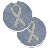 Caroline'S Treasures Clear Ribbon For Lung Cancer Awareness Set Of 2 Cup Holder Car Coasters An1210Carc, 2.56, Multicolor