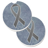 Caroline'S Treasures Grey Ribbon For Brain Cancer Awareness Set Of 2 Cup Holder Car Coasters An1211Carc, 2.56, Multicolor