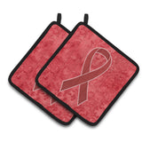 Caroline'S Treasures Red Ribbon For Aids Awareness Pair Of Pot Holders An1213Pthd, 7.5Hx7.5W, Multicolor