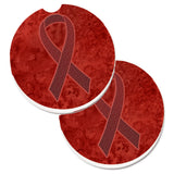Caroline'S Treasures Burgundy Ribbon For Multiple Myeloma Cancer Awareness Set Of 2 Cup Holder Car Coasters An1214Carc, 2.56,