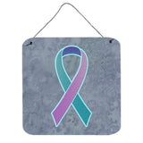Caroline'S Treasures Teal/Pink And Blue Ribbon For Thyroid Cancer Awareness Wall Or Door Hanging Prints, 6 X 6