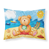 Caroline'S Treasures Teddy Bear On The Beach Printed, Polyester Envelope Closure Pillowcase, Standard, Multicolor