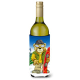 Caroline'S Treasures Aph0857Literk Teddy Bear Snowboarding Wine Bottle Koozie Hugger, 750Ml, Multicolor