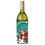 Caroline'S Treasures Santa Claus Christmas With The Penguins Wine Bottle Koozie Hugger, 750Ml, Multicolor