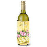 Caroline'S Treasures Easter Cross And Bible With Roses Wine Bottle Koozie Hugger, 750Ml, Multicolor