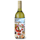 Caroline'S Treasures Christmas Santa Forest Friends Wine Bottle Koozie Hugger, 750Ml, Multicolor