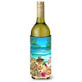 Caroline'S Treasures Beach Christmas Santa Claus And Sandman Wine Bottle Koozie Hugger, 750Ml, Multicolor