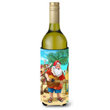 Caroline'S Treasures Beach Christmas Santa Claus Island Time Wine Bottle Koozie Hugger, 750Ml, Multicolor