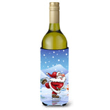 Caroline'S Treasures Christmas Santa Claus Ice Skating Wine Bottle Koozie Hugger, 750Ml, Multicolor