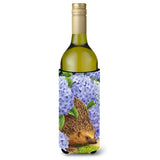 Caroline'S Treasures Hedgehog And Hydrangea Wine Bottle Koozie Hugger, 750 Ml, Multicolor