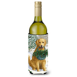 Caroline'S Treasures Yellow Labrador And Holly Wine Bottle Koozie Hugger, 750 Ml, Multicolor
