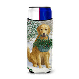 Caroline'S Treasures Yellow Labrador And Holly Michelob Ultra Koozies For Slim Cans, Multicolor