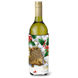 Caroline'S Treasures Hedgehog And Holly Wine Bottle Koozie Hugger, 750 Ml, Multicolor