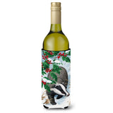 Caroline'S Treasures Badgers With Holly Berries Wine Bottle Koozie Hugger, 750 Ml, Multicolor